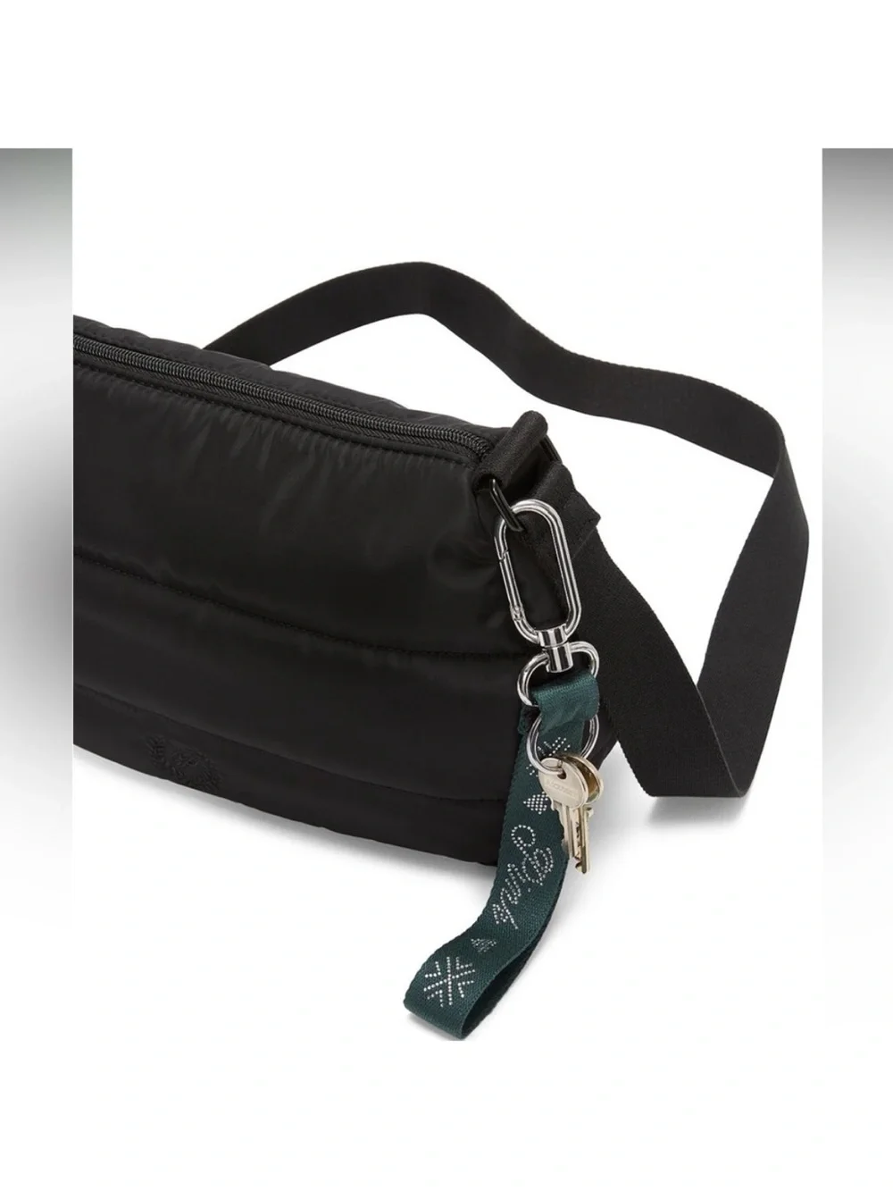 Pink Victoria’s Secret Deep Green Wristlet Strap Keychain Silver Hardware Bling - Picture 5 of 5